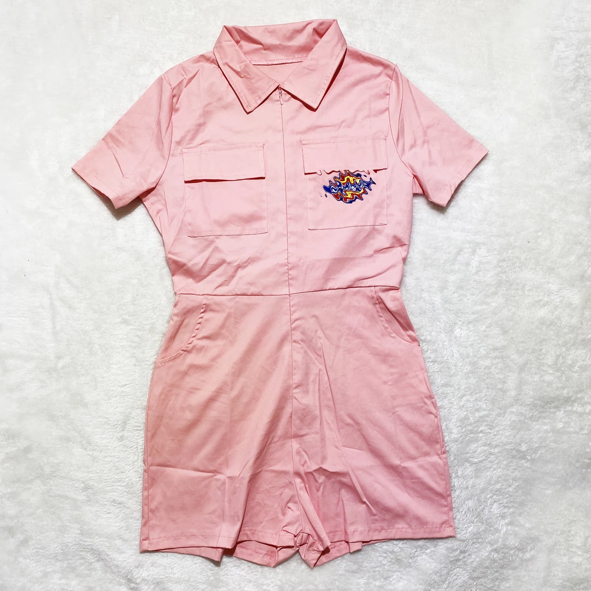 

Oem Custom Fashion Women Dickies Shorts Romper With Pockets Bodysuit One Piece Jumpsuit, Picture