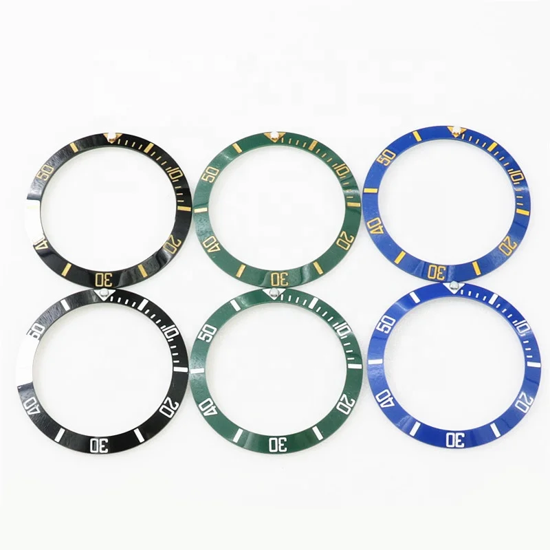 

Factory wholesale 38mm*30.6mm green blue submersible SUB GMT 40mm watch ceramic bezel insert RLX ring for skx007 009, Black and white