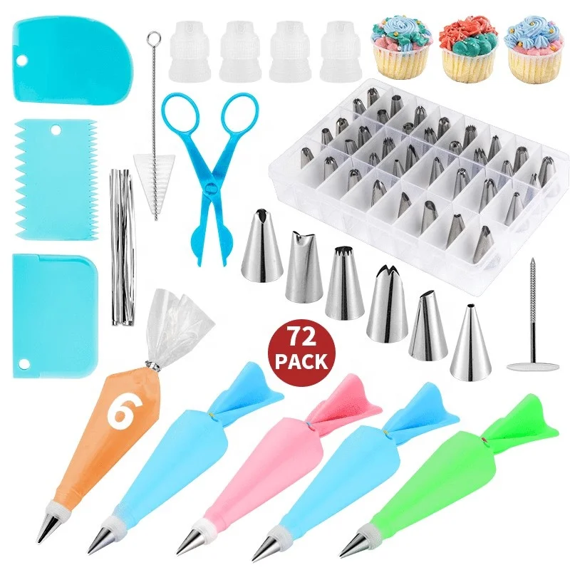 

72 pieces of baking pastry cake tool accessories cake decoration kit set, Random