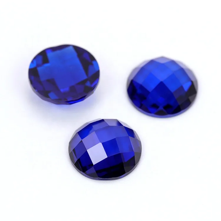 

WuZhou Gemstone 113 # Blue Spinel 7mm checker cut round shape Synthetic Spinel stone For Jewelry Making