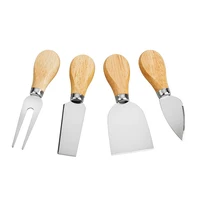 

4 piece Wooden Handle Stainless Steel Cheese Knife Set Cheese Cutter Set