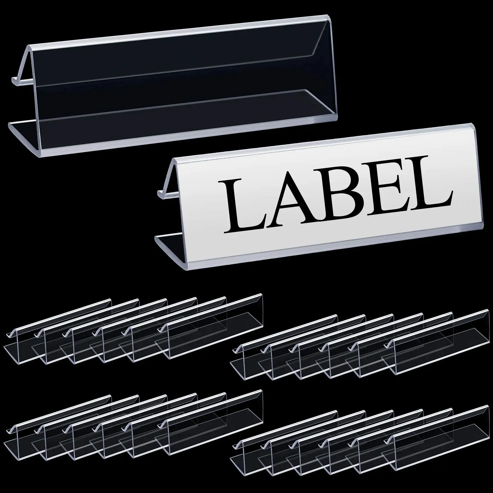 Factory Direct Retail Plastic Label Holder Retail Sign PVC Clear Shelf Label Holder on Hook Price Tags Holder