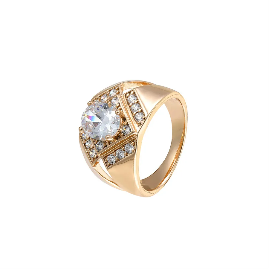 

16618 Xuping Jewelry Elegant Gentleman Generous Fashion Senior Design Men's Diamond Set 18K Gold ring