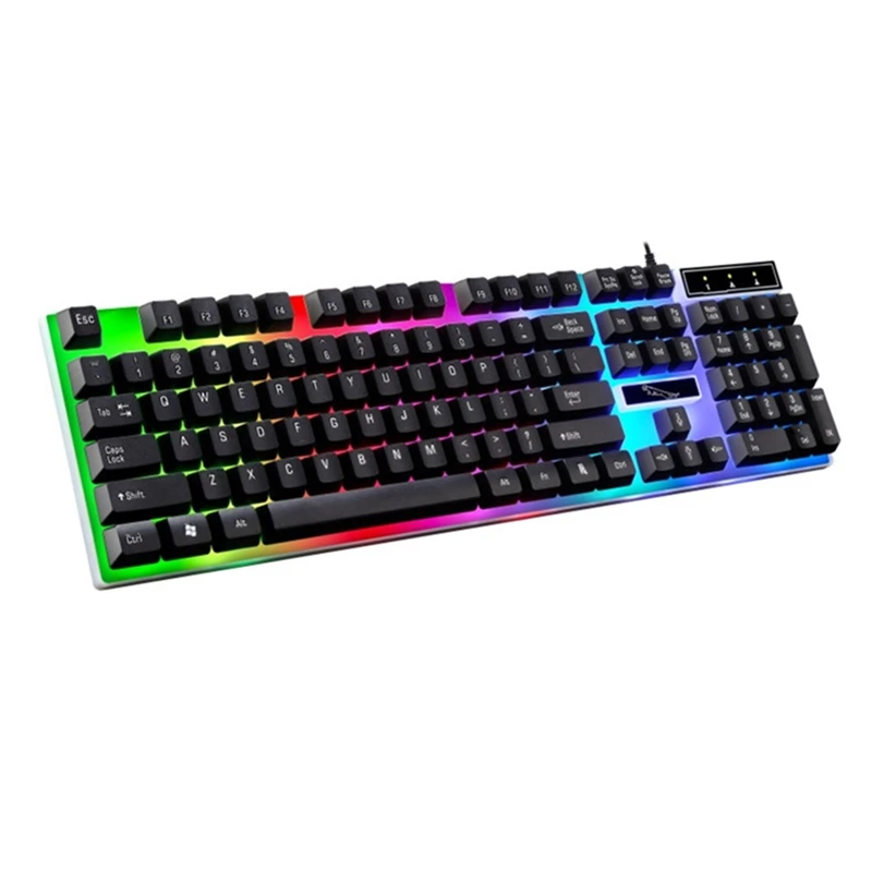 

Newest Portable Blue Light up Colorful LED Backlit 104Keys Wired Computer Gaming Mechanical Keyboard for Competitive Game G21USB, Black white