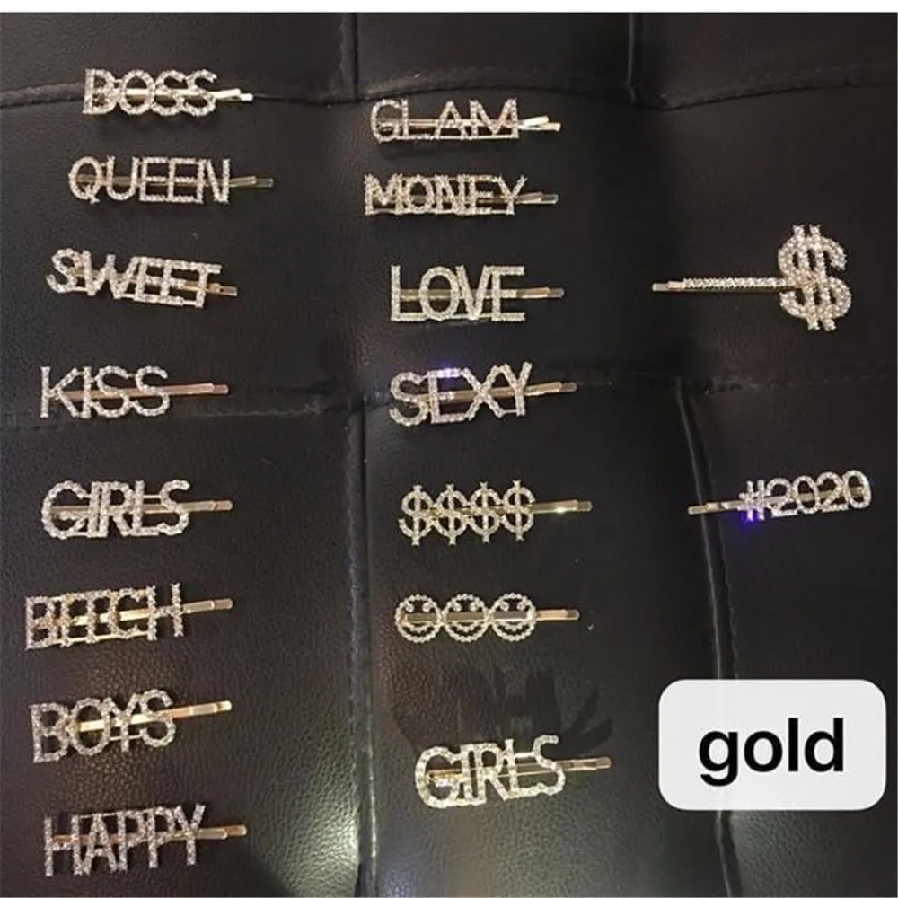 Custom Hair Pins With Words Rhinestone Letters For Hairpin Diamond