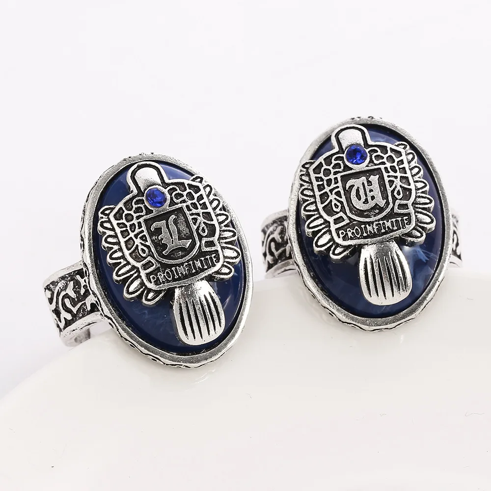 

2021 New Design Wholesale Fashion Popular Zinc Alloy Rings Engraved Blue Jewelry The Vampire Diaries Ring for Unisex