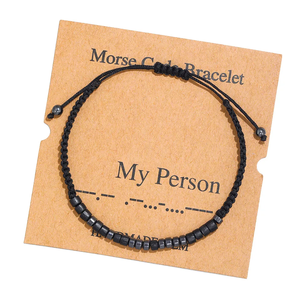 

Welwish Wholesale Custom Handmade Gift Jewelry Number Bead Morse Code Adjust Bracelet For Unisex