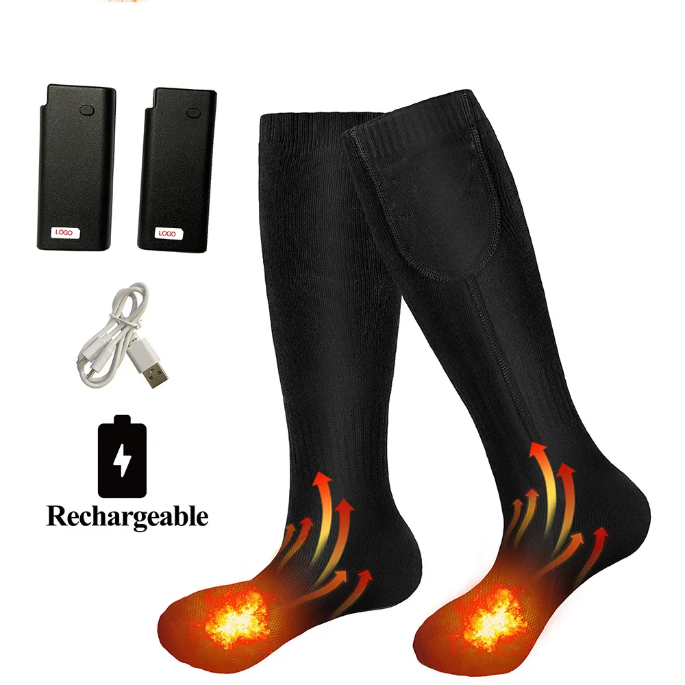 

Hot-sale Mans Long Socks 3.7V 2200mA Rechargeable Battery Powered Heated Socks for Winter Warm Ideal Christmas Gift