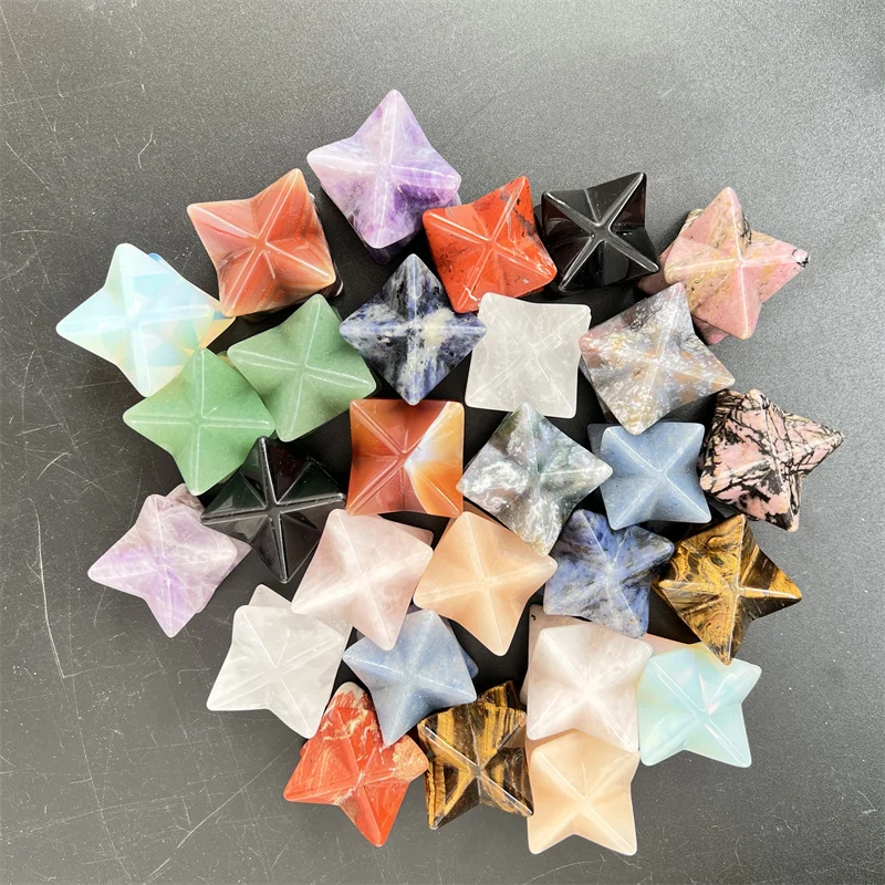 

Natural Crystal Merkaba Star Colorful Crystal Quartz Han Three-dimensional Star For Healing Stone