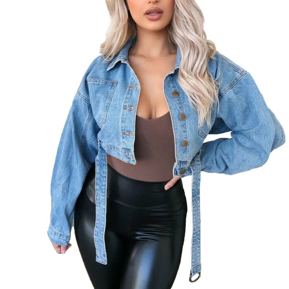 

10225-MX67 Super short wide-sleeved denim jacket for summer women sehe fashion