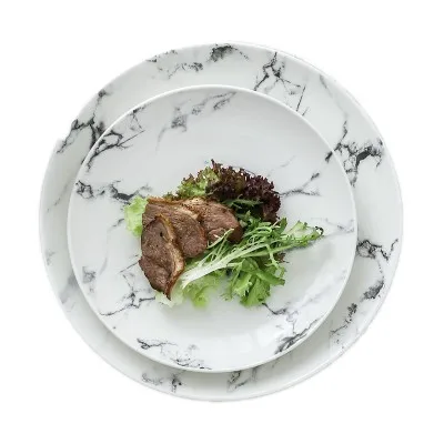 

2021 hot sale creative marbled ceramic steak dishs Home European-style Western Food Plate, As picture
