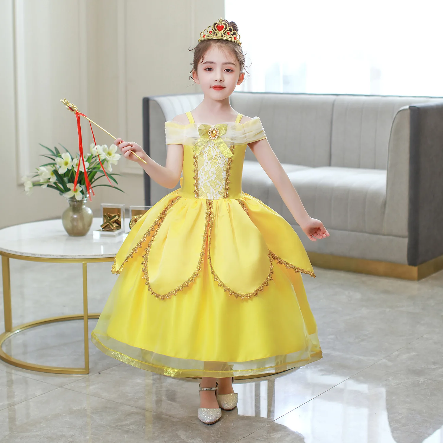 

Special Occasion Outfits Baby Girl Halloween Christmas Princess Belle Dress SMR008