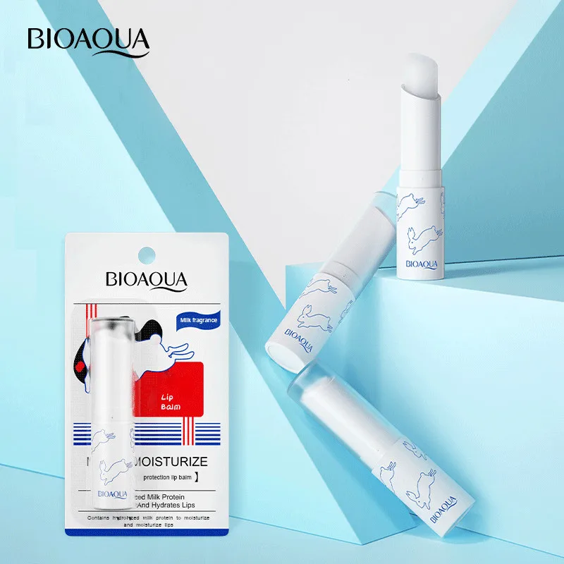 

BIOAQUA milk moisturizing lip balm milk protein extract vitamin e mineral hydrating white lip balm tubes winter lip balm