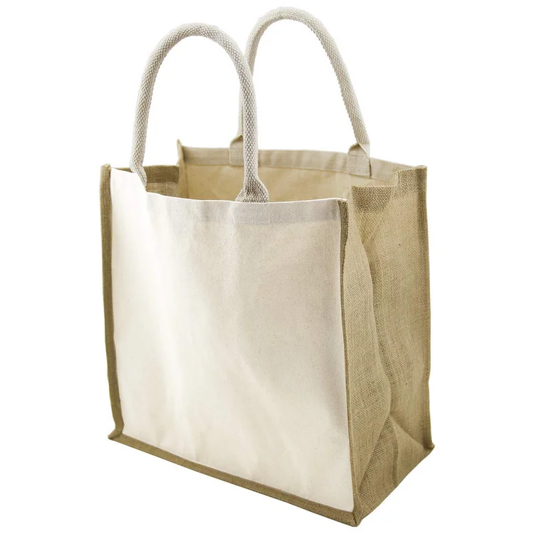

100% Recycled Hemp Grocery Bag Burlap Cotton Canvas Tote Bag Foldable Carry Jute Shopping Bags Manufacturer, Printed or custom colors