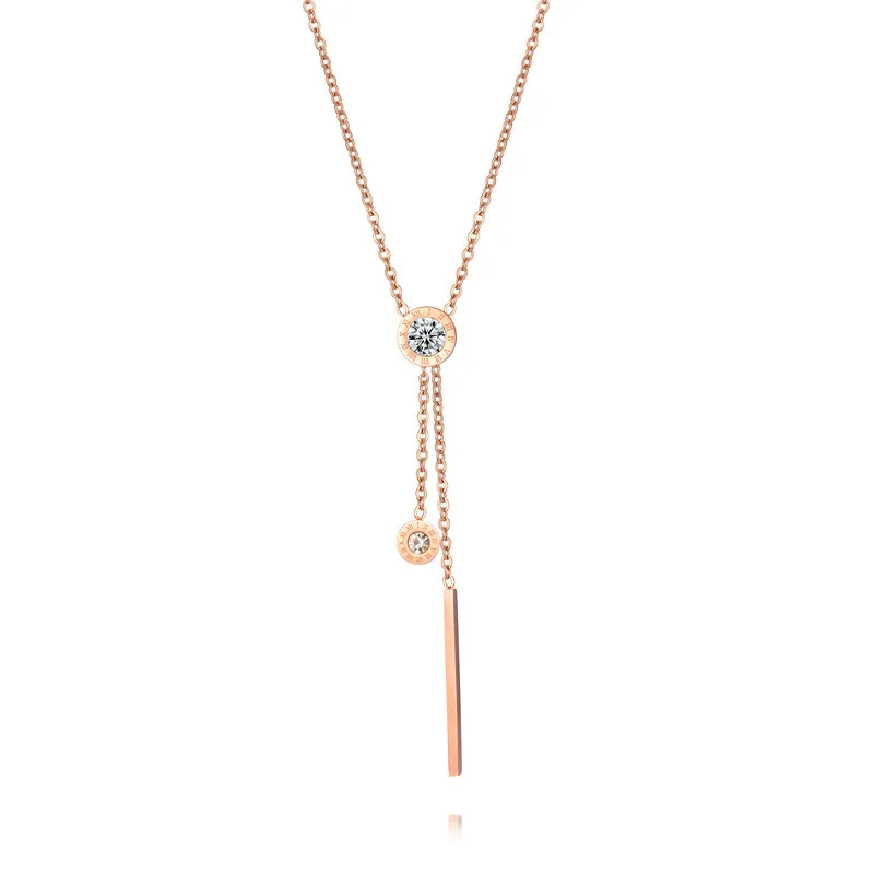 

Hot-selling popular explosive necklace with Roman numerals and diamonds, Rose gold color