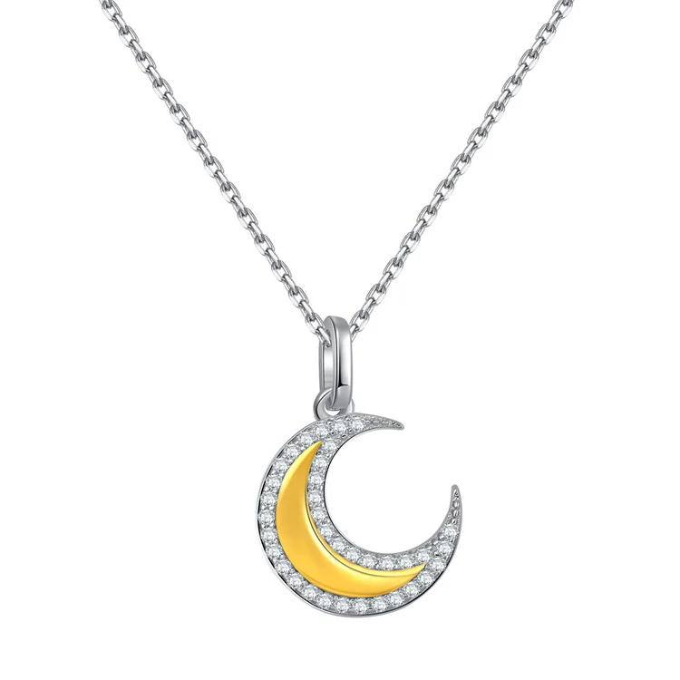 

Qings Factory Price 925 Sterling Sliver Moon Zircon Necklace distribuidor de joyas de plata