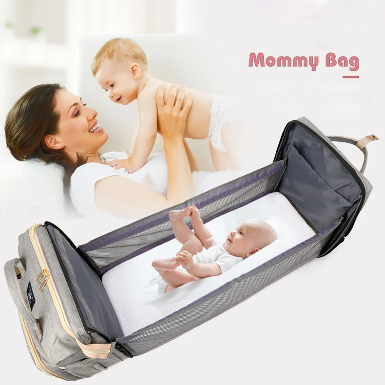 

Waterproof Travel Backpack Foldable Baby Mommy Diaper Bag With Bed, 6 colors