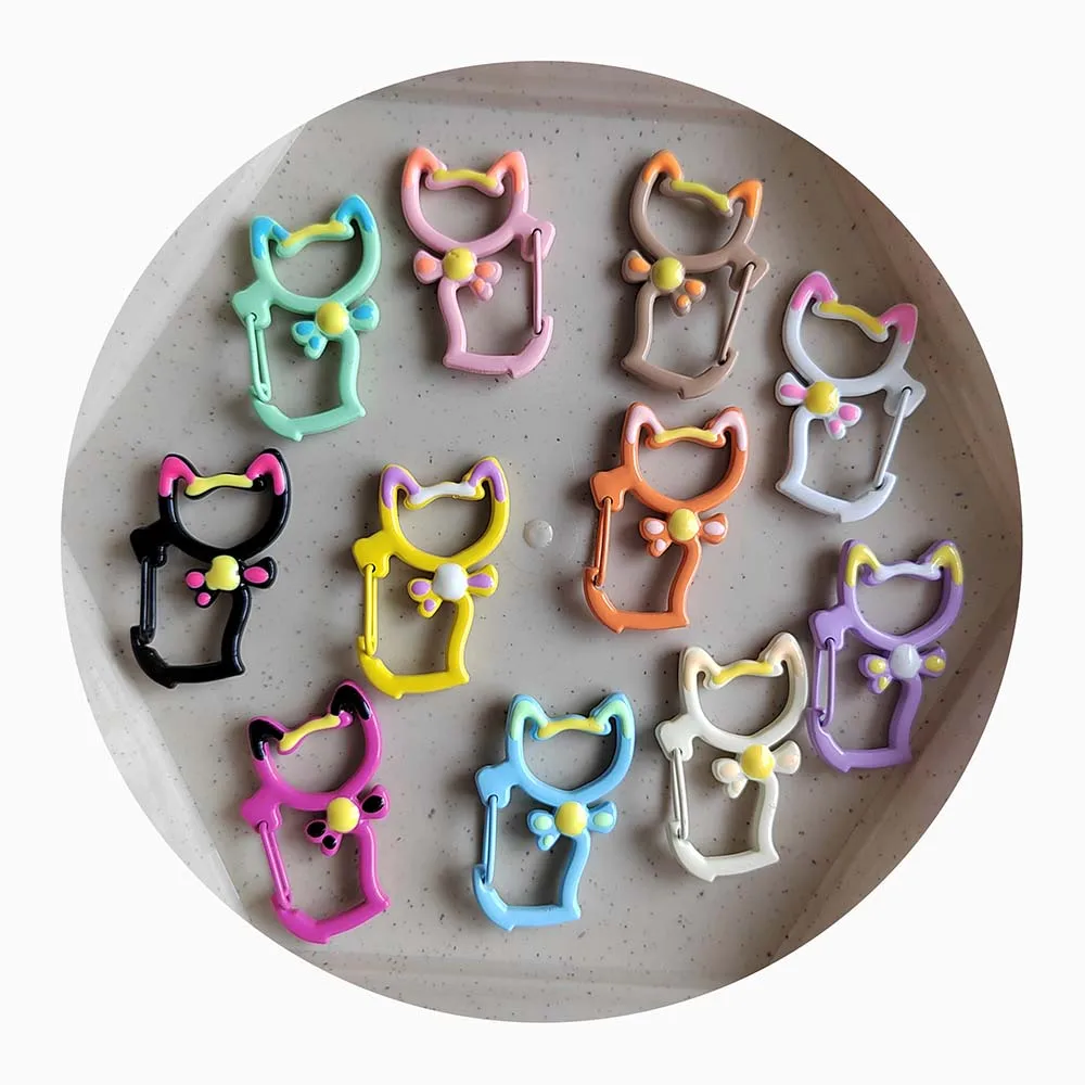

100Pcs/Lot 24*35MM Colorful Metal Cat Lanyard Snap Hooks Lobster Clasp Buckles Fastener Hooks For Keychain Jewelry Making DIY