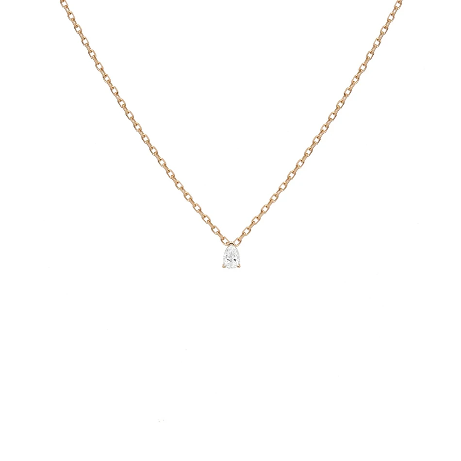 

wholesale gold jewelry 925 Sterling Silver Jewelry 14K Gold Plated Teardrop Shape Cubic Zircon Necklace For Women