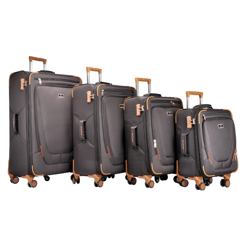 

Wholesale hot sale design nylon fabric trolley bag online luggage 4 pieces set best travel bag suitcase, Brown,blue,grey,green