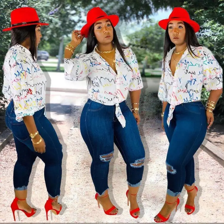 

2019 Autumn Factory supply Asymmetrical print half sleeves woman blouse top