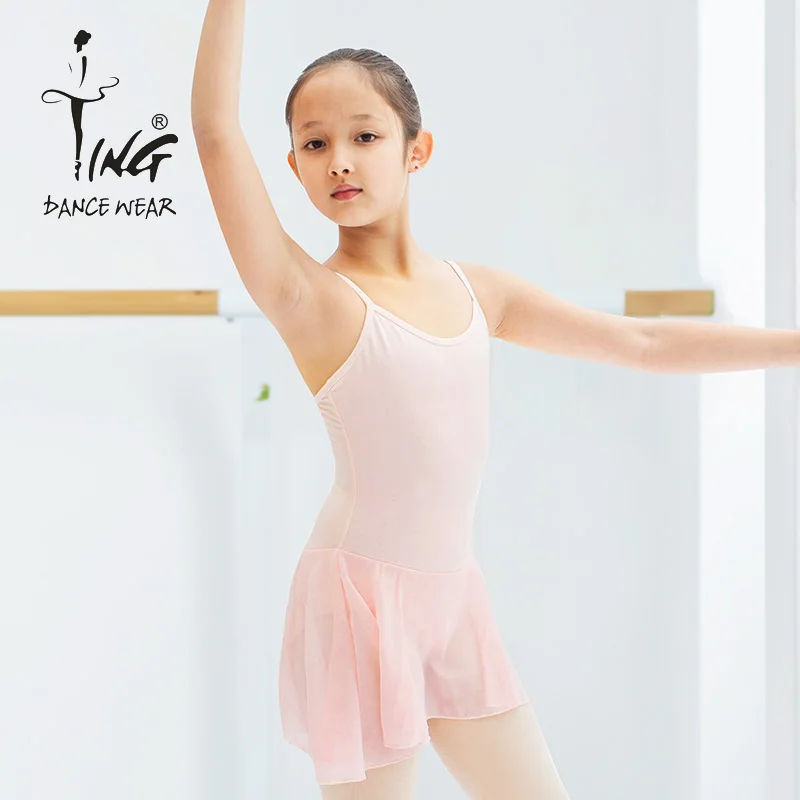 Children's Camisole Skirted Gymnastics Leotards Chiffon Spandex Cotton Spandex Ballet Wear Leotards With Skirt