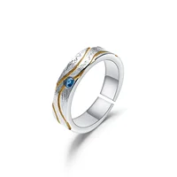 

Abiding Natural London Blue Topaz Enamel Open Handmade Ring 925 Sterling Silver Jewelry Gay Men's Ring