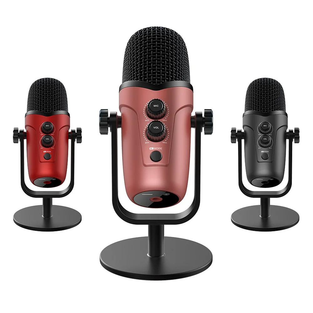 

Live streaming singing computer gaming noise cancelling usb smart condenser microphone studio recording with stand, Black/red/gold/odm