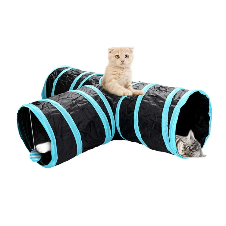

Amazon Hot Sell Foldable 3 Way Cat Tunnel Cat Toys Outdoor Play Tent Interactive Ball Cat Tunnel Tube Pet Toys, Blue, pink