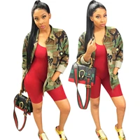 

2019 fashion autumn women clothing army camouflage jacket