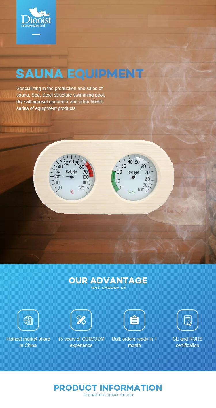 Double Dial Thermometer Hygrometer For Sauna Room