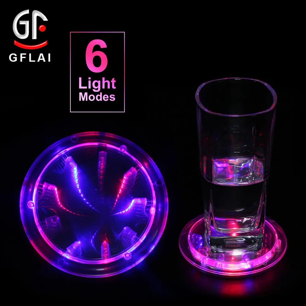 

2020 Top Selling New Product Ideas Light Up Weight Activated LED Bottle Coaster For Holiday Party Decoration
