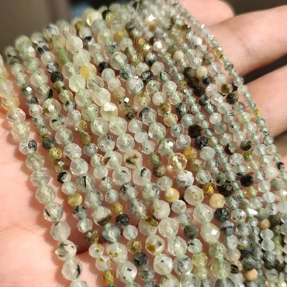 

Wholesale 2/3/4mm Faceted Light Green Prehnites Stone Beads For Jewelry Making DIY
