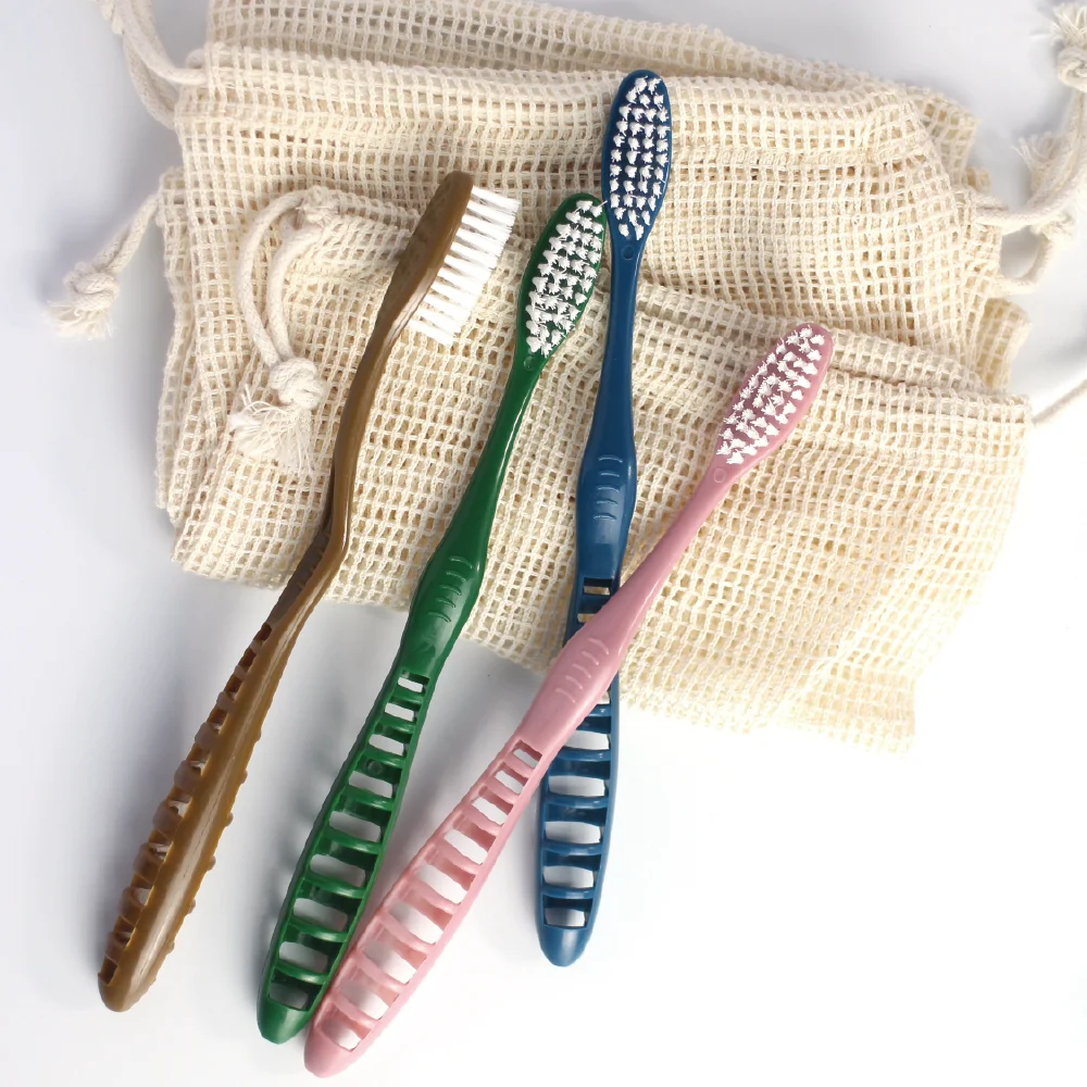 

New Biodegradable Eco-friendly wheat straw physical sharping bristle bamboo charcoal toothbrush, Customized color