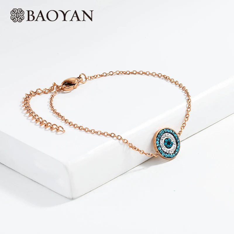 

BAOYAN Blue Evil Eye Bracelet Jewelry Stainless Steel Jewelry Charm Bracelets, Gold color