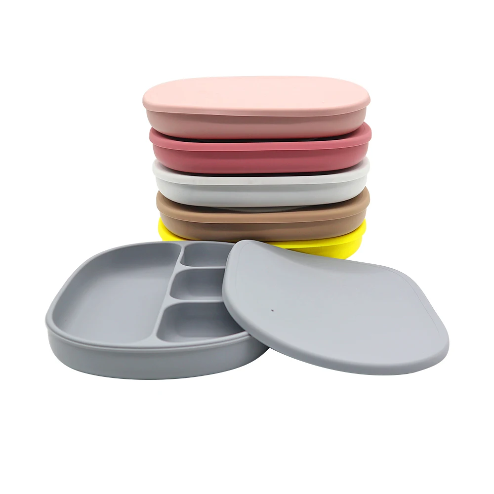 

Dinnerware Set Non Slip Food Grade Toddler Feeding Suction Baby Silicone Plate