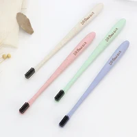 

New design biodegradable home bamboo charcoal soft bristle wheat straw toothbrush