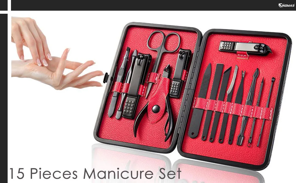 15 Pcs High Precisio Stainless Steel Nail Cutter Pedicure Kit Nail File Sharp Nail Scissors Nail Clippers Sets.jpg