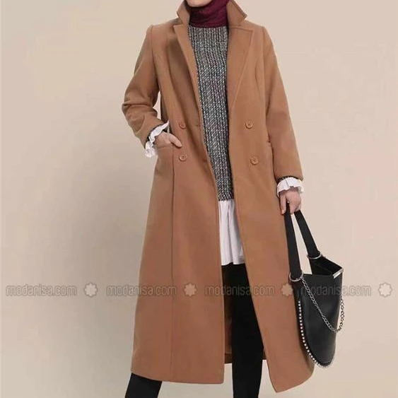 

Cheap price long nylon winter nude coats for muslim women, Khaki