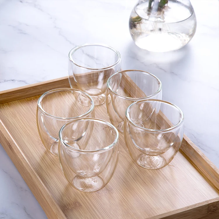 

Clear High borosilicate double wall glass coffee mug