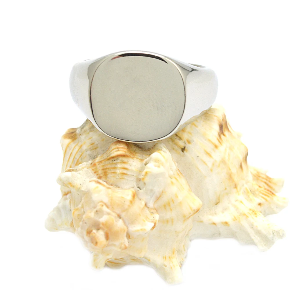 

simple design Custom Men signet ring women silver Solid signet Ring stainless steel ring