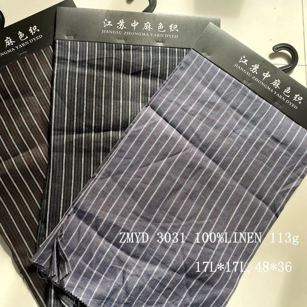 
Classic repeat style ZMYD 3031 of Y/D stripe pure Linen fabric from Jiangsu Zhongma linen supplier 