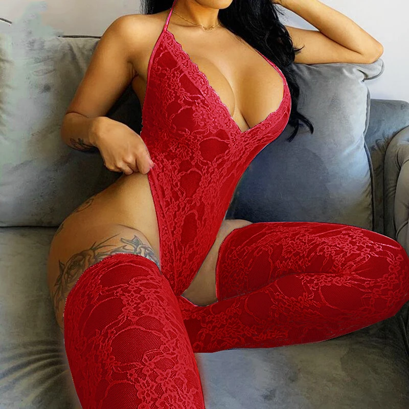 

US High Quality Colourful Plus Size 2XL Women Red Sexy Underwear Teddy Sexy Lingerie Lace Stocking Sets Lace Lingerie Bodysuit, Picture shown or customize