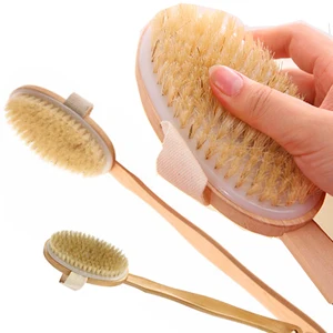 Natural Bristles Cellulite Exfoliating Body Smoother Dry Skin Bath Brush