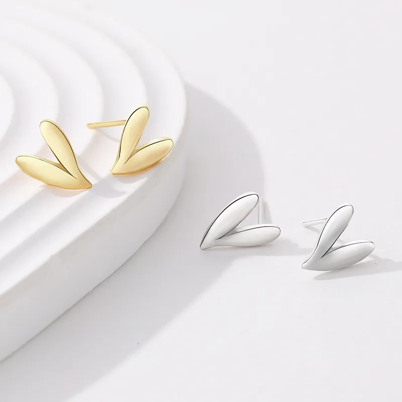 925 Silver Minimalist Earrings Jewelry 18K Gold Plated Sterling Silver Heart Shape Stud Earrings for Women