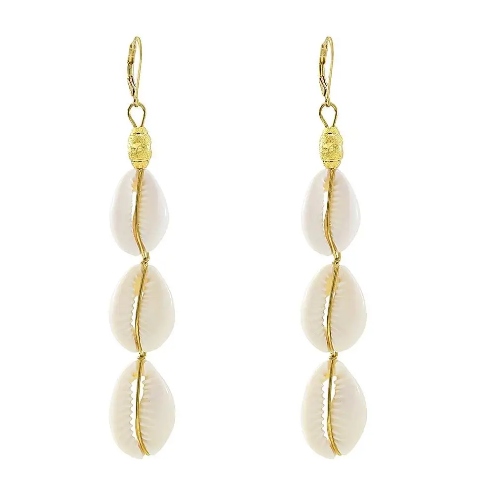 

Summer Beach Shell Dangle Earrings for Women Bohemian Gold Metal Drop Earring Girl Party Jewelry