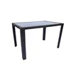 Chocolate color simulated hand-knit plastic table with glass top
