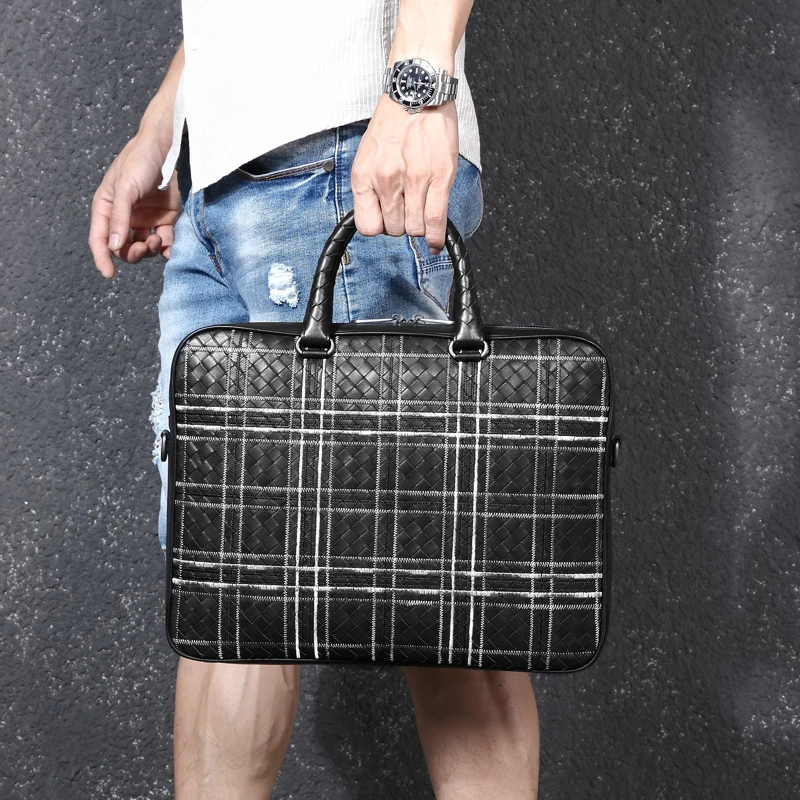 

New Style Oem Customized Logo Genuine Cow Leather Messenger Bag Men Business Bags Executive Leather Laptop Briefcase
