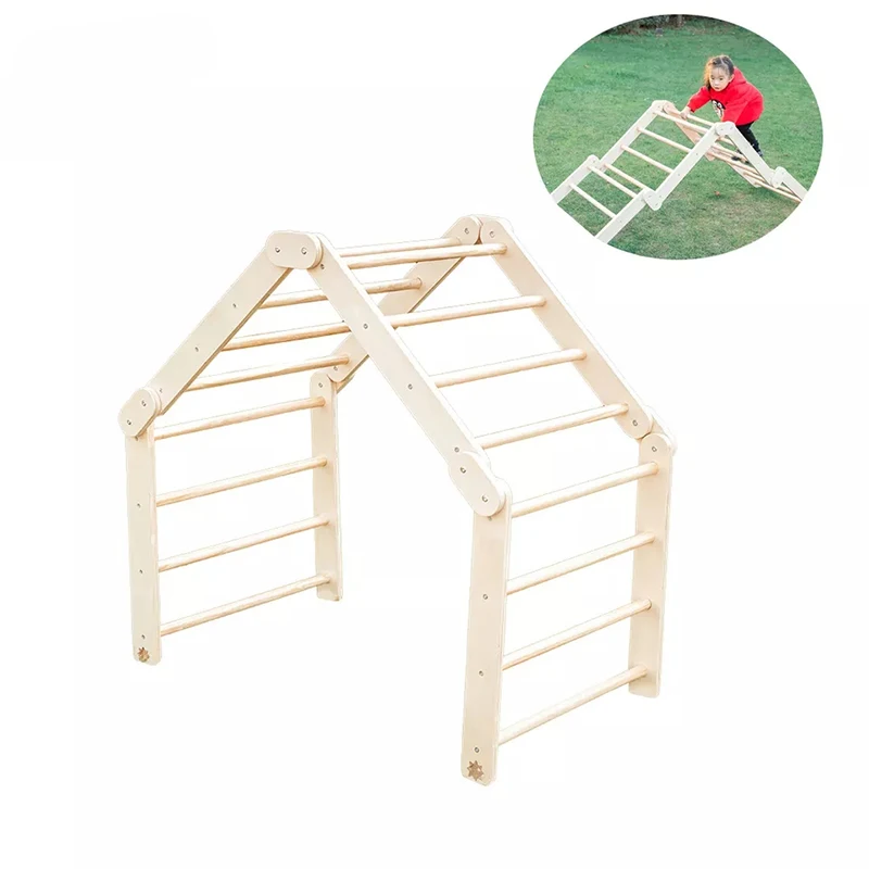 

Wooden Indoor and Outdoor Kids Climbing Triangle Arch Wood Toddler Children Climbing Frame