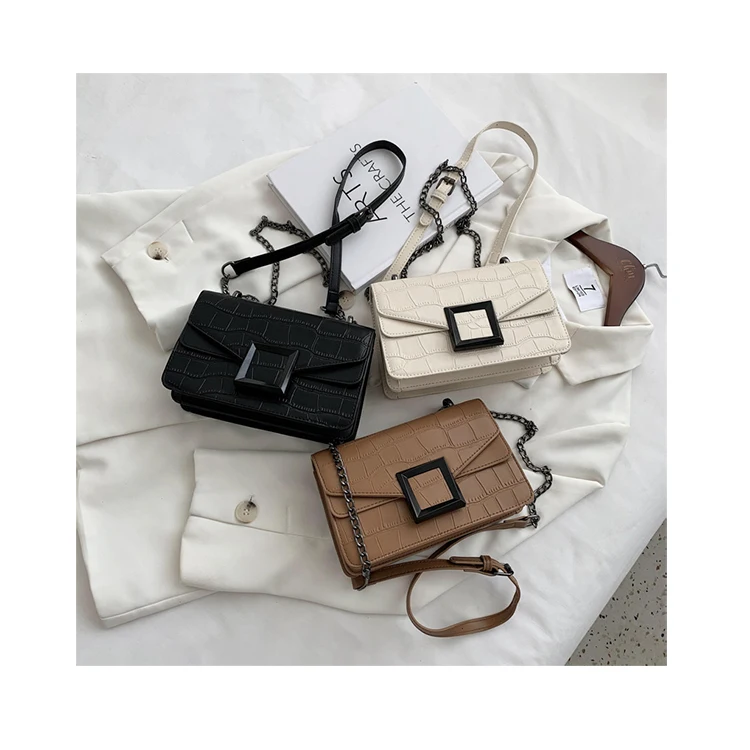

Luxury Stone Pattern Flap Messenger Bag Designer Small Square Buckle Shoulder Crossbody Bag Alligator Handbags Women Chain Purse